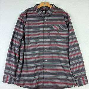 Duluth Trading Co Men's Striped Button Down Shirt - Red and Gray